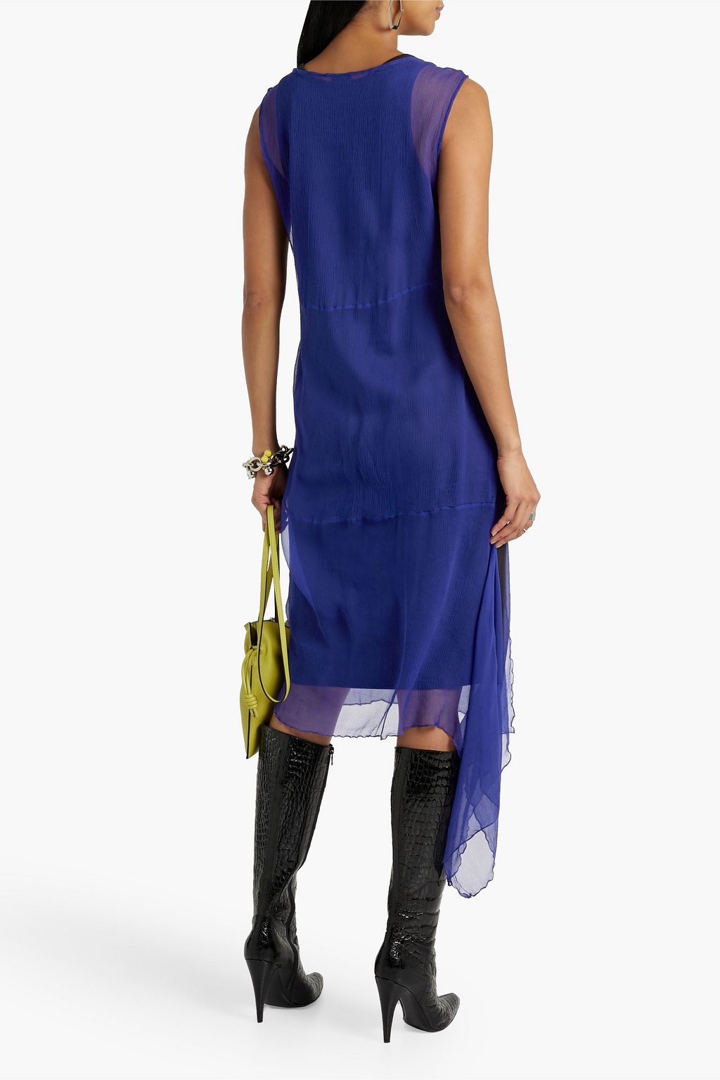 DRIES VAN NOTEN Layered asymmetric silk-crepon midi dress