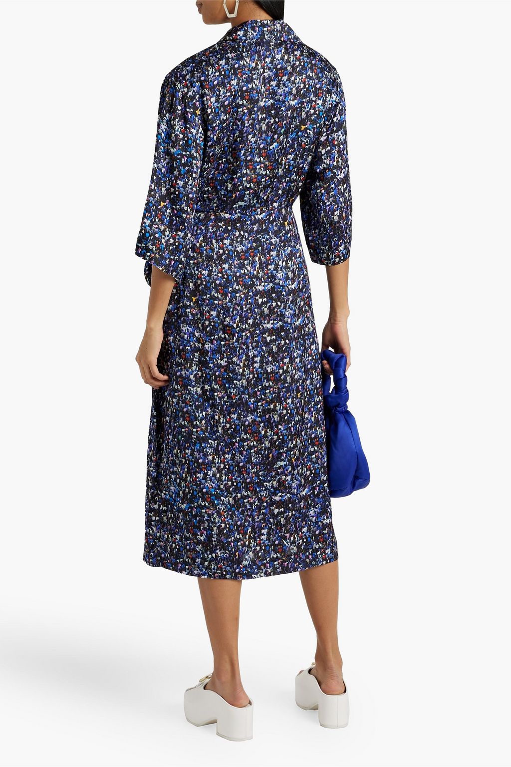 DRIES VAN NOTEN Printed satin midi wrap dress