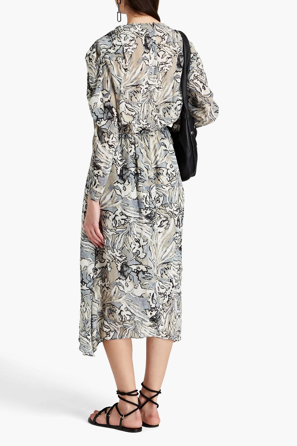 IRO Wrap-effect printed silk crepe de chine midi dress