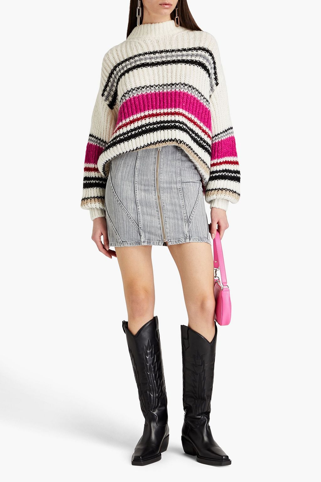 IRO Striped ribbed-knit turtleneck sweater