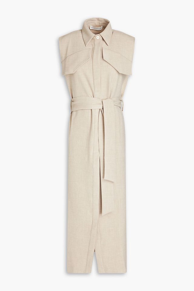 Belted mélange jersey midi dress