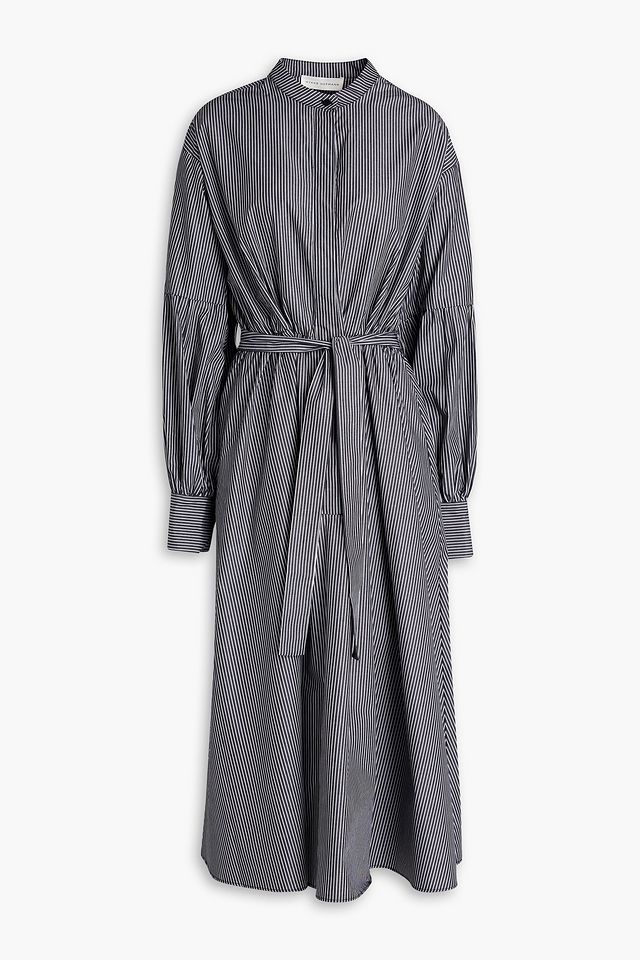 Pinstriped cotton midi shirt dress