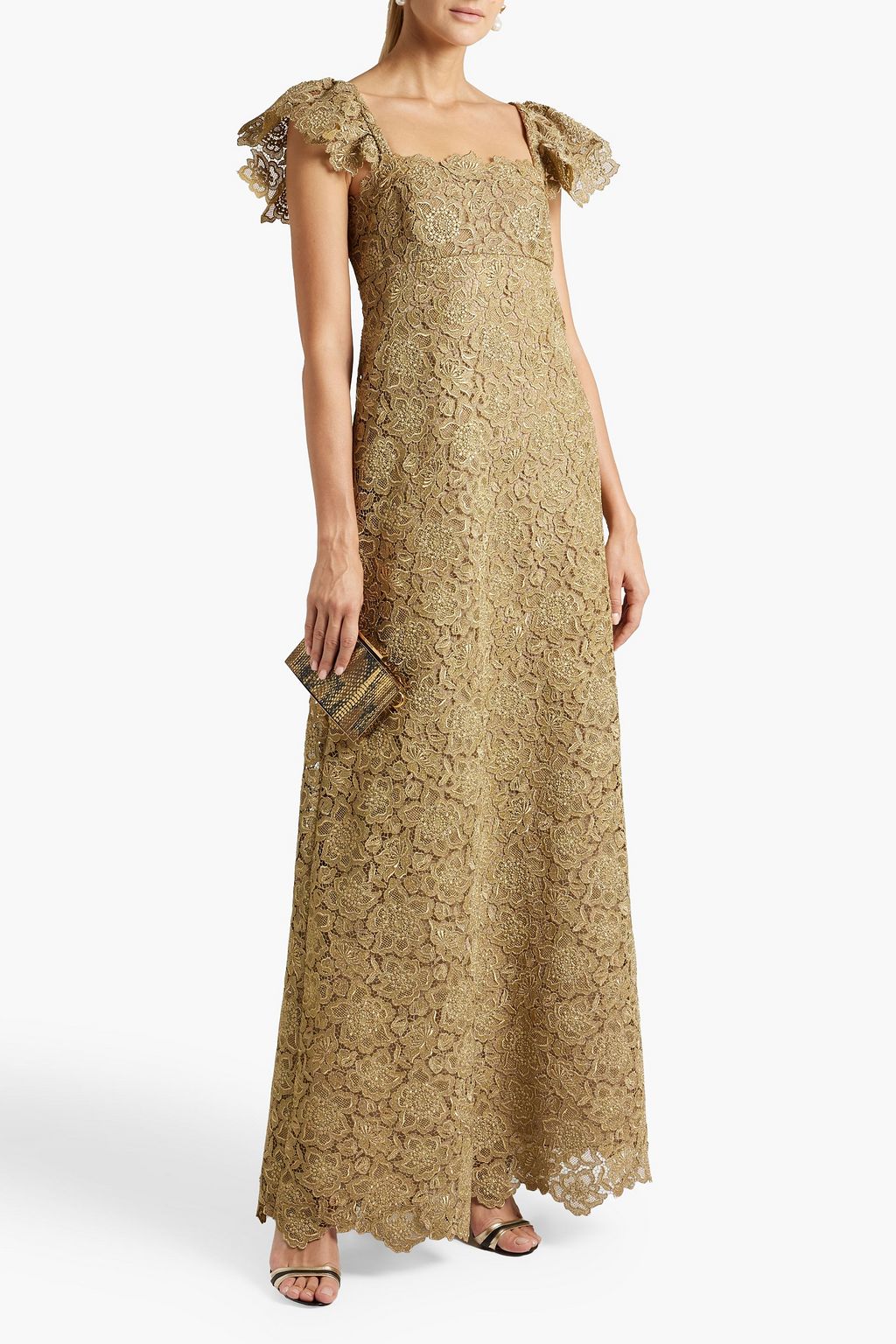 VALENTINO GARAVANI Metallic guipure lace gown