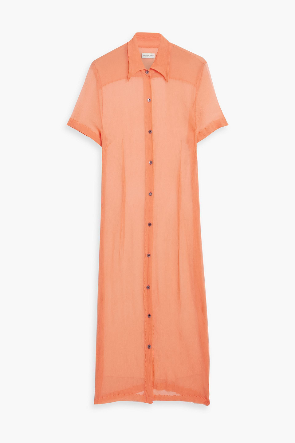 Dries Van Noten Silk-crepon Midi Shirt Dress In Coral