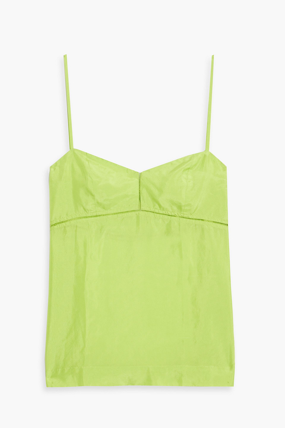 Dries Van Noten Lattice-trimmed Silk Camisole In Bright Green