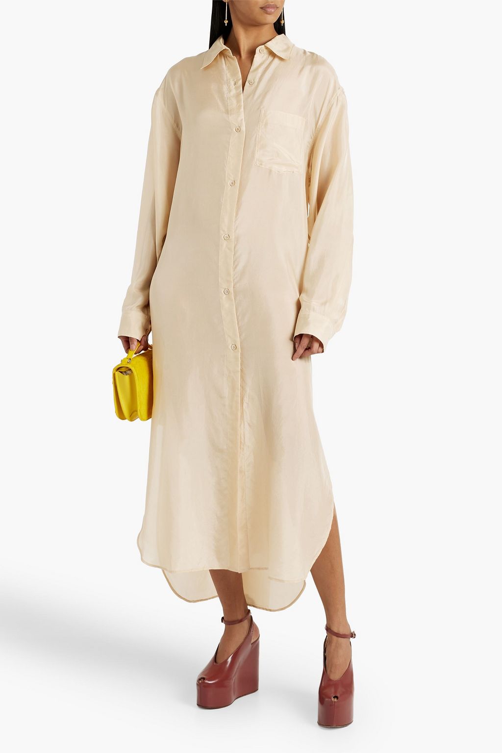 DRIES VAN NOTEN Silk midi shirt dress