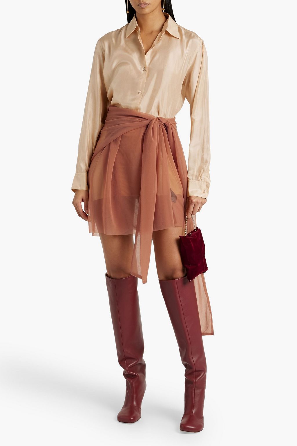 DRIES VAN NOTEN Draped chiffon mini skirt