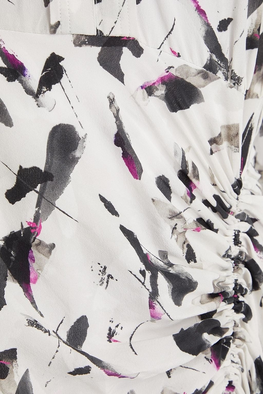 IRO Carola ruched printed crepe de chine midi dress