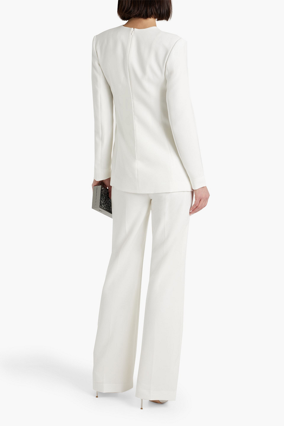 Shop Halston Jemma Tie-front Crepe Blazer In White