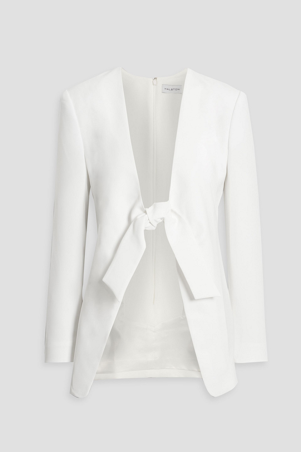 Shop Halston Jemma Tie-front Crepe Blazer In White