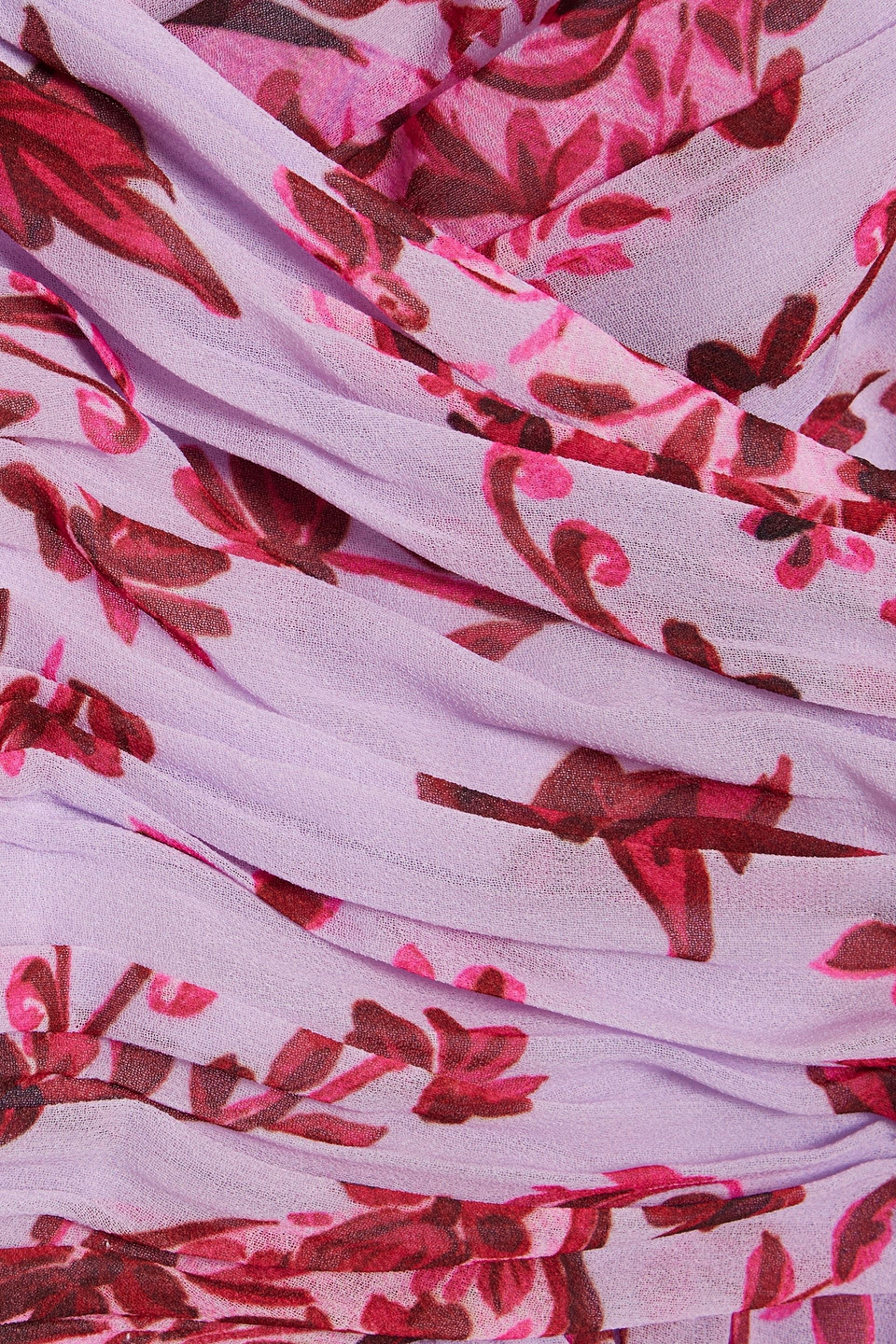 Badgley Mischka Cutout Floral-print Chiffon Midi Dress In Lilac