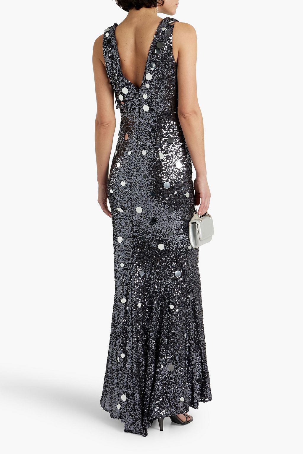 BADGLEY MISCHKA فستان سهرة من التول مزين بالترتر