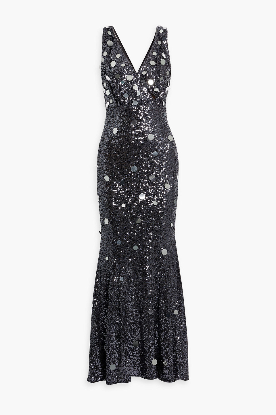 Badgley Mischka Women's Sequined V-neck Mermaid Gown In Charcoal | ModeSens
