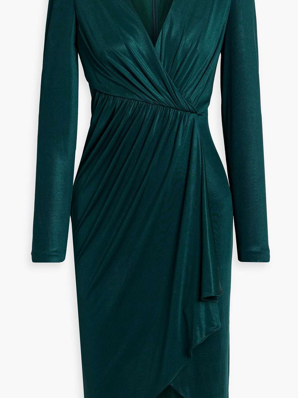 wrap-effect draped satin-jersey dress