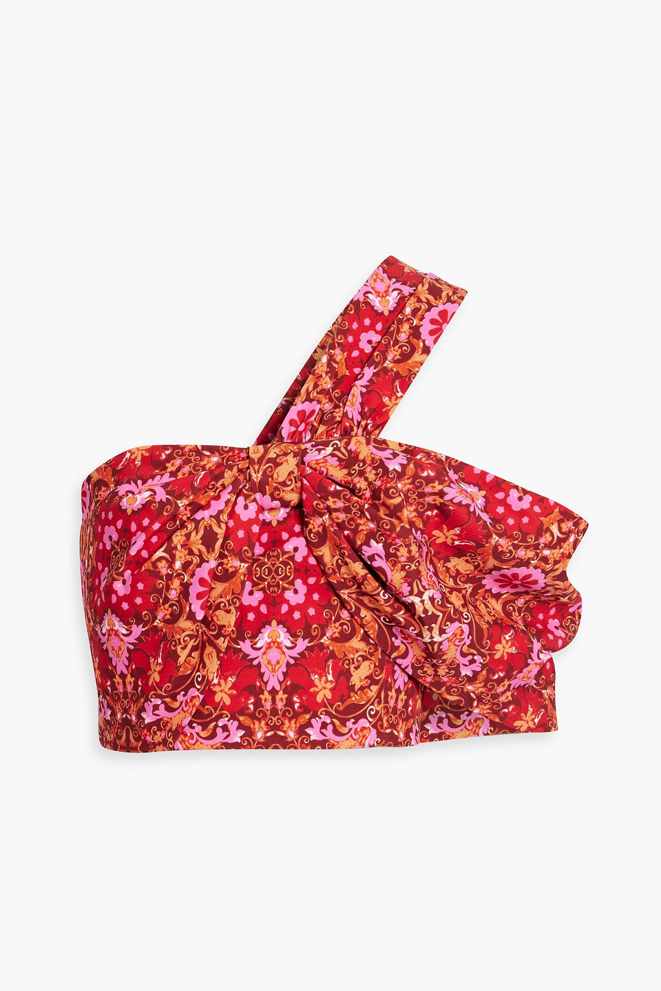 AMUR One-shoulder cropped printed woven top