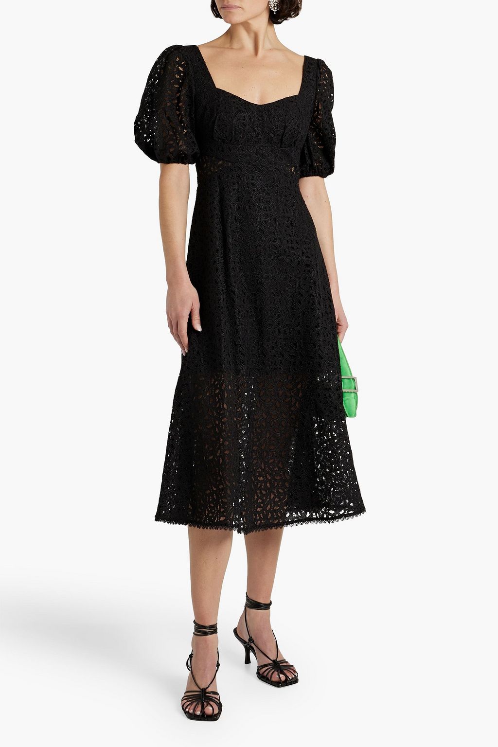 ML MONIQUE LHUILLIER Macramé lace midi dress