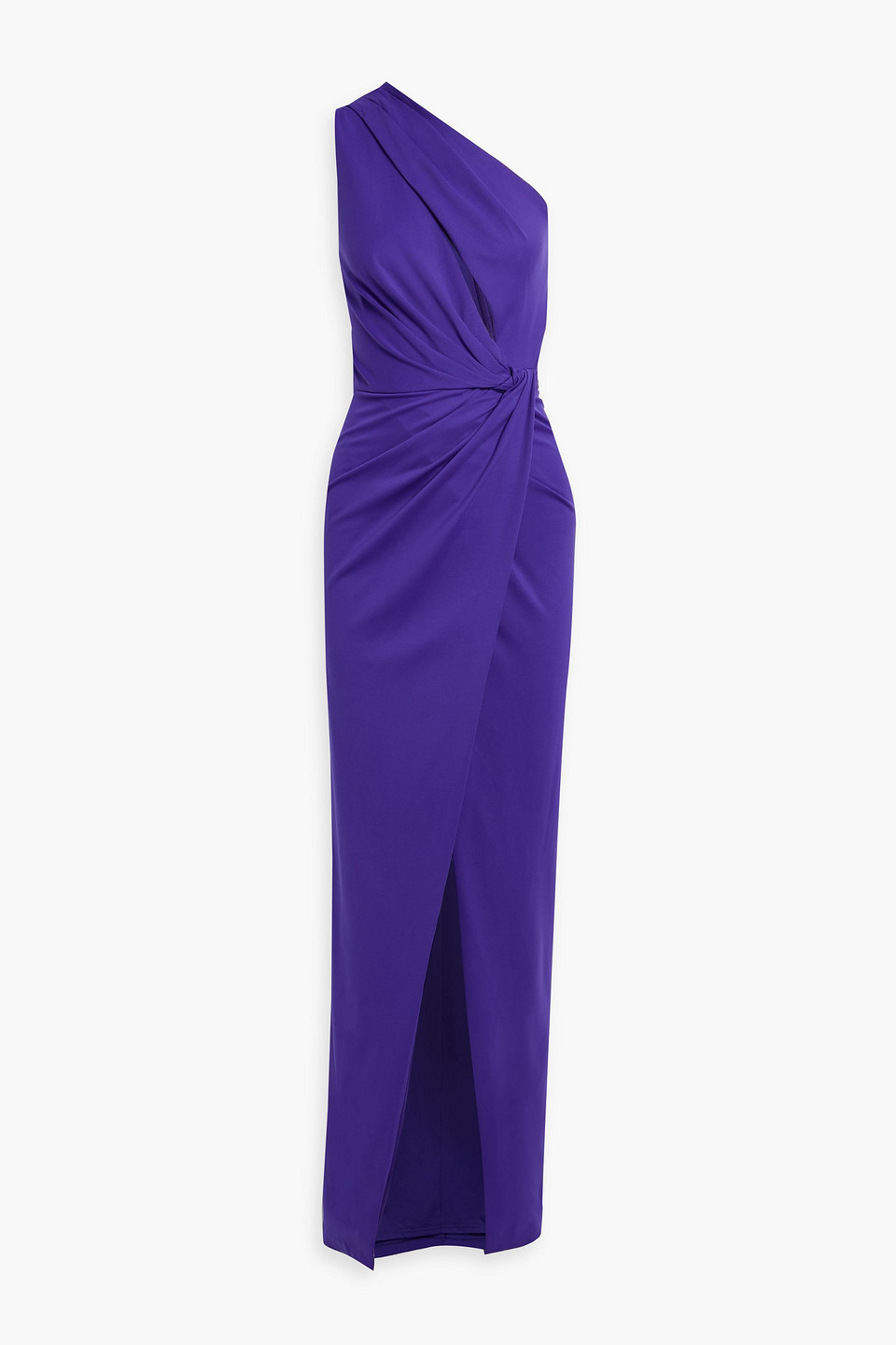 Halston Celeste one-shoulder draped ponte gown