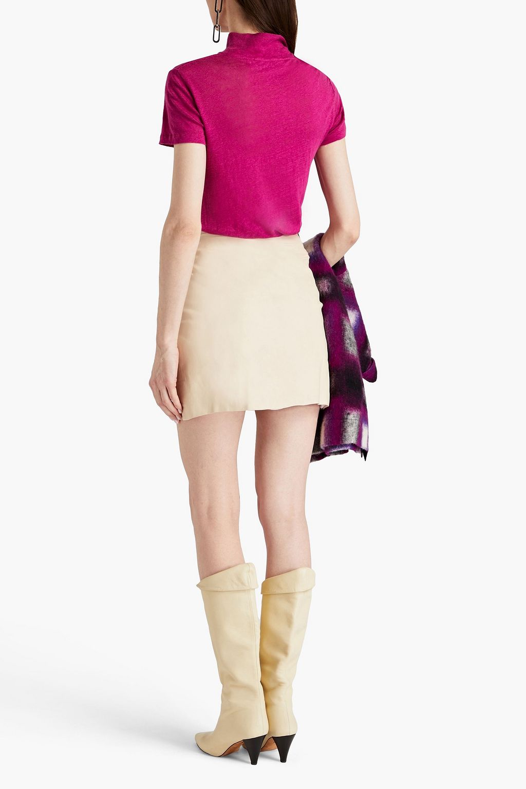 IRO Zyrma draped pintucked leather mini skirt