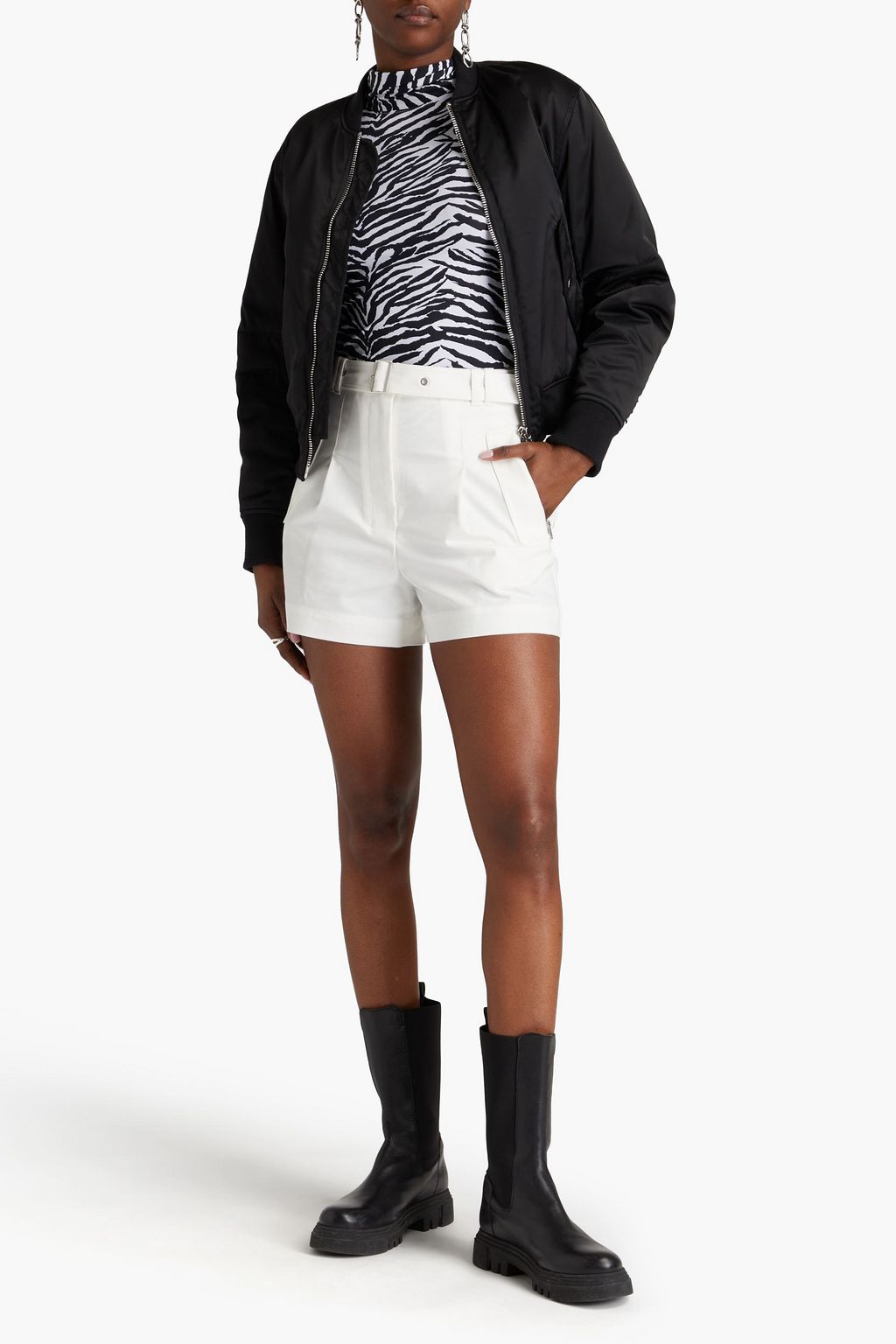 3.1 PHILLIP LIM شورت من مزيج القطن مزود بحزام