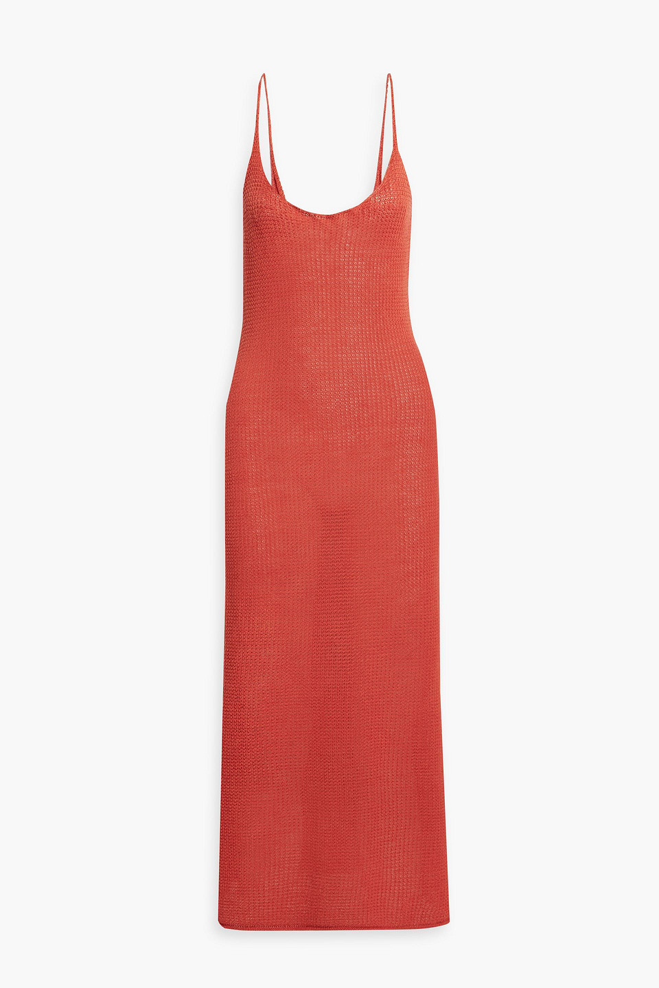 Onia Textured Linen Sweater Maxi Dress In Dark Red