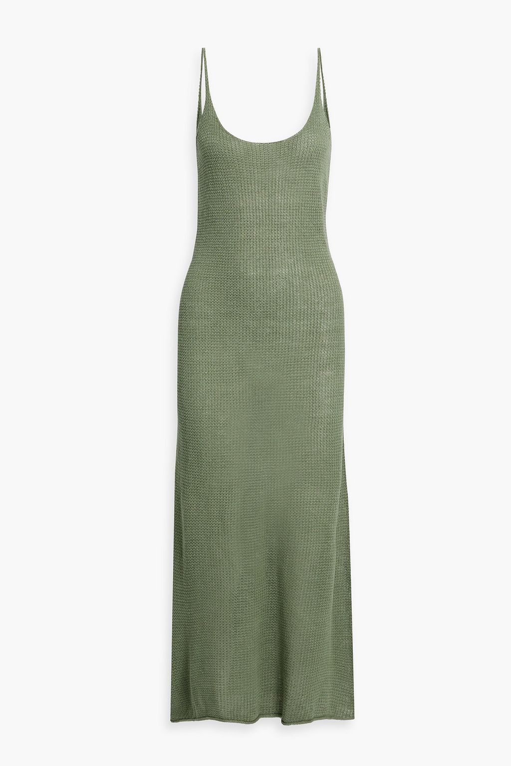 Leaf green Open-back crochet-knit linen midi dress | ONIA | THE OUTNET