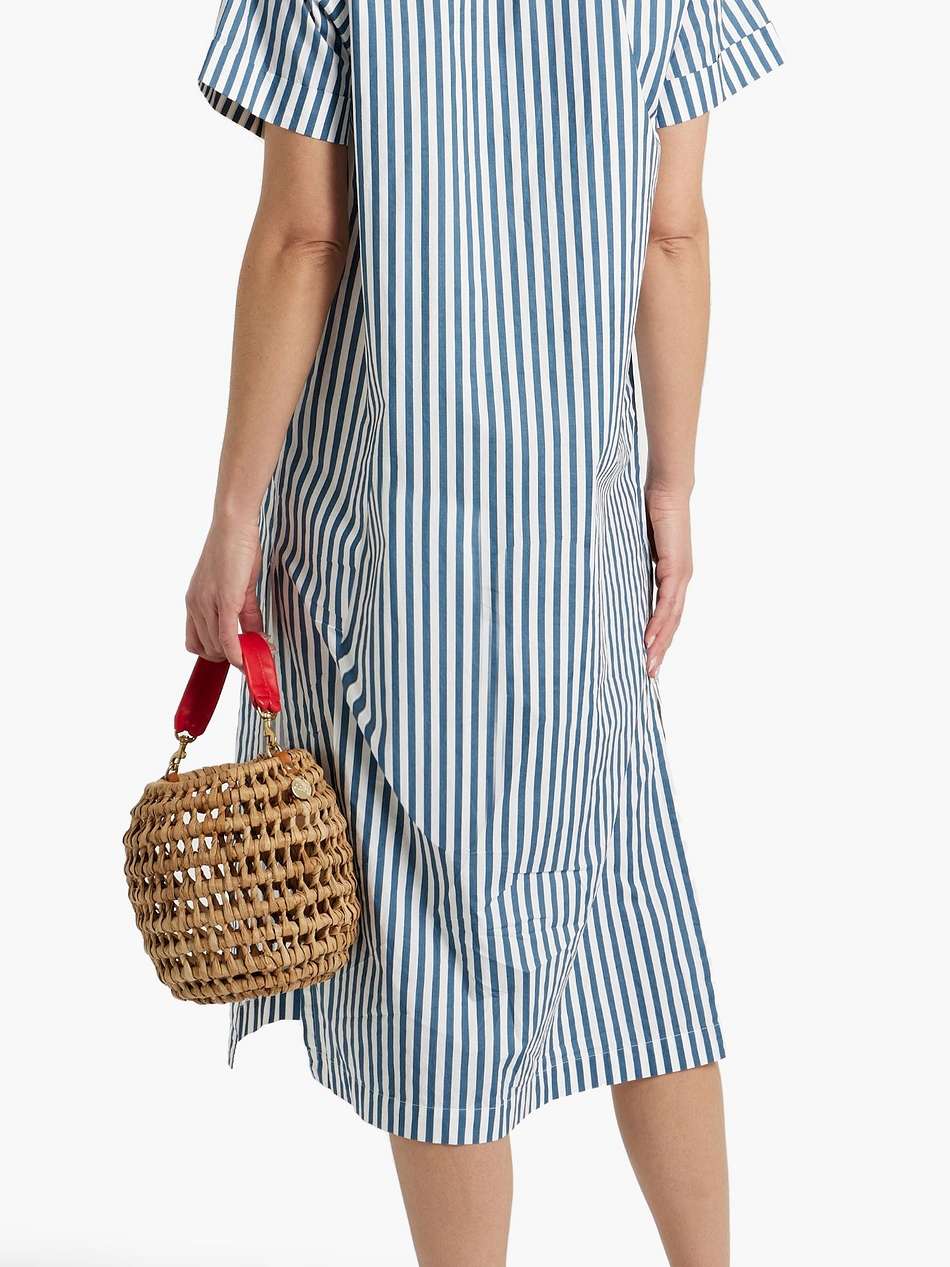 striped cotton-poplin midi dress