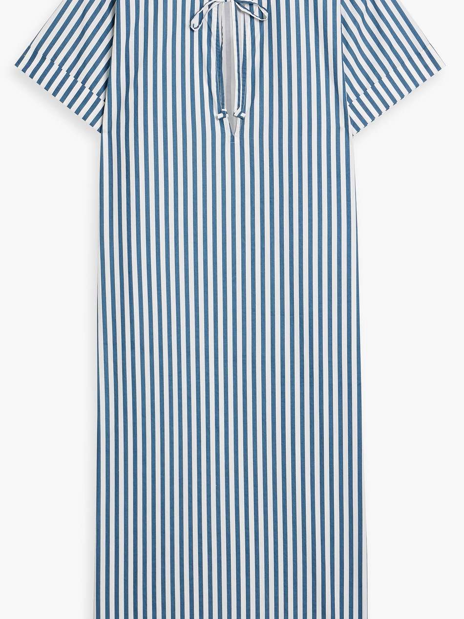striped cotton-poplin midi dress