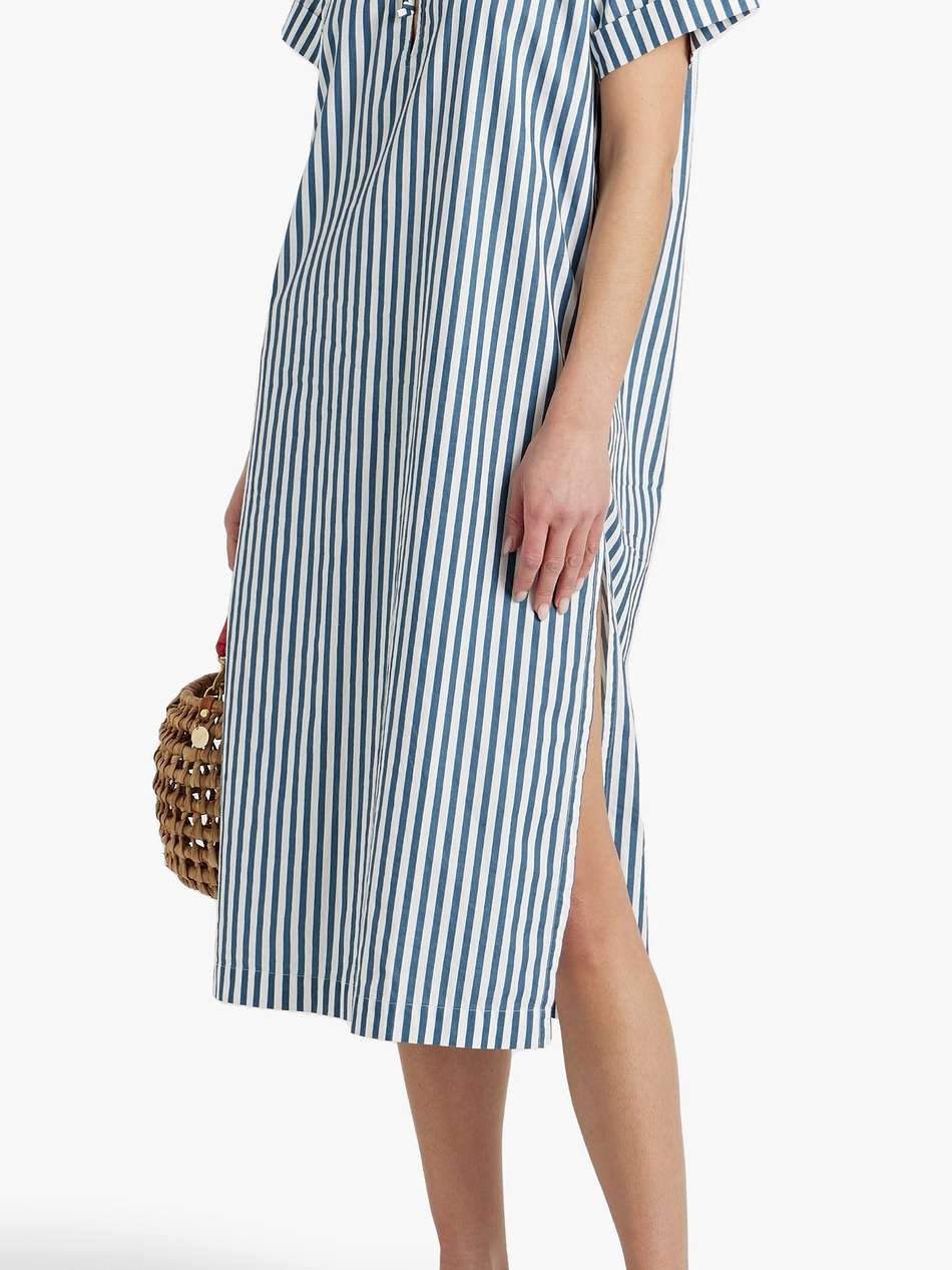 striped cotton-poplin midi dress