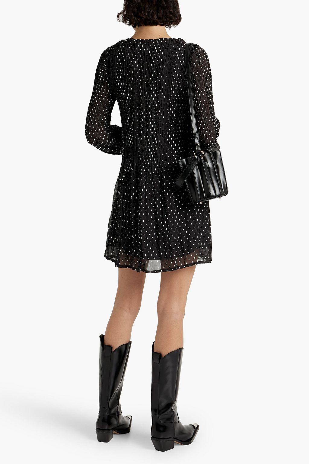 MAJE Pleated fil coupé crepe mini dress