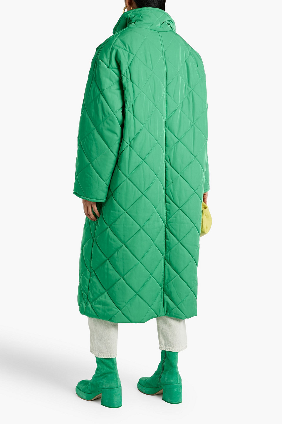 Shop Stand Studio Sage Quilted Shell Coat In Jade