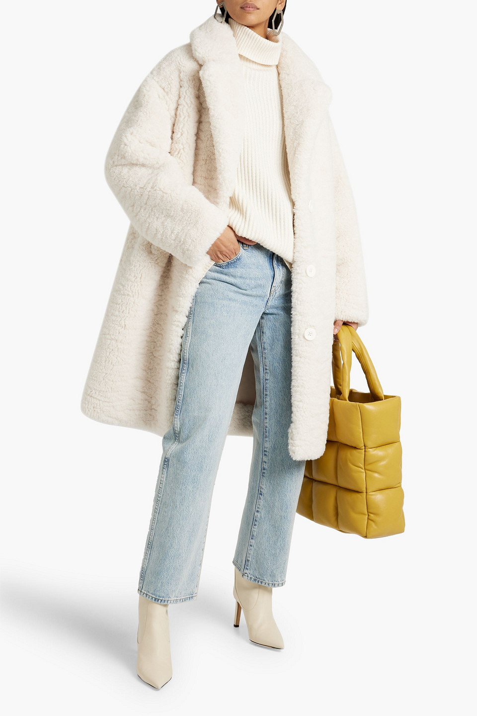 Shop Stand Studio Anika Faux Shearling Coat In Ivory