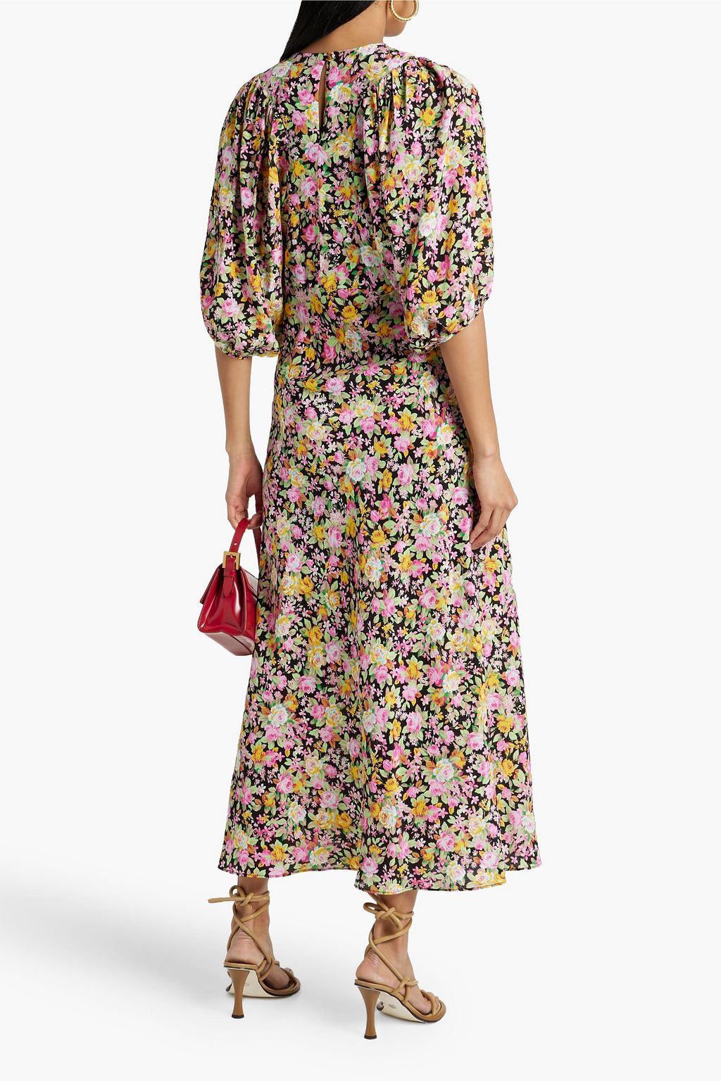 LES RÊVERIES Gathered leopard-print silk crepe de chine maxi dress