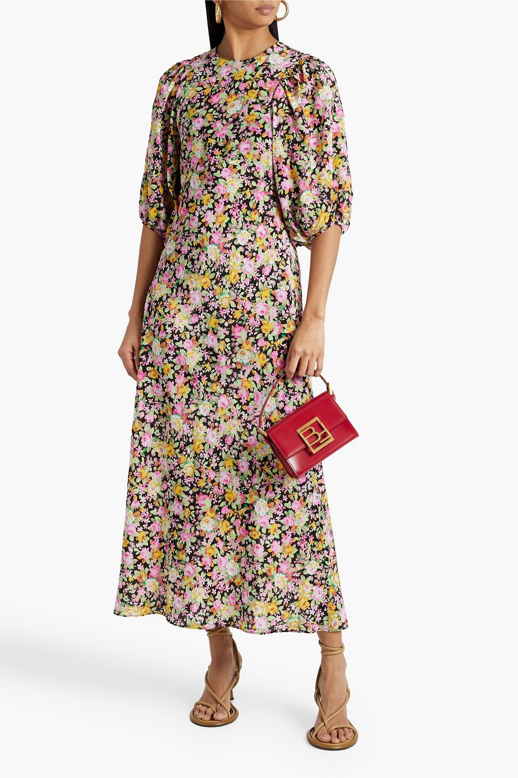 LES RÊVERIES Gathered leopard-print silk crepe de chine maxi dress
