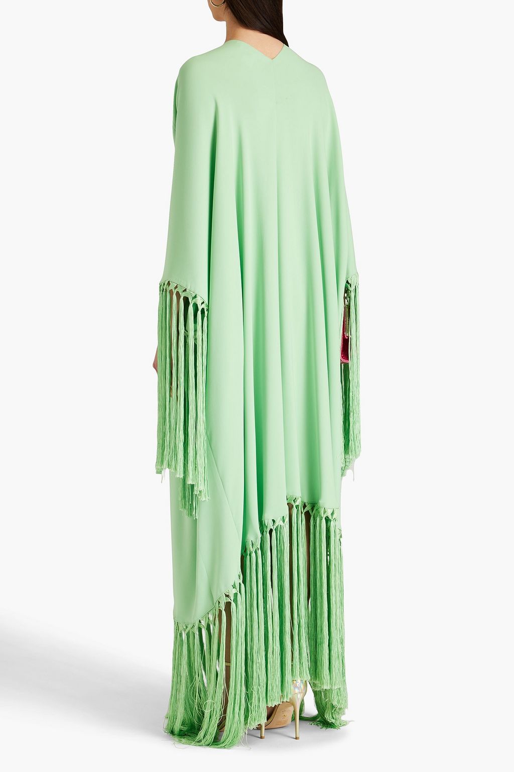 OSCAR DE LA RENTA Fringed silk-blend crepe kaftan