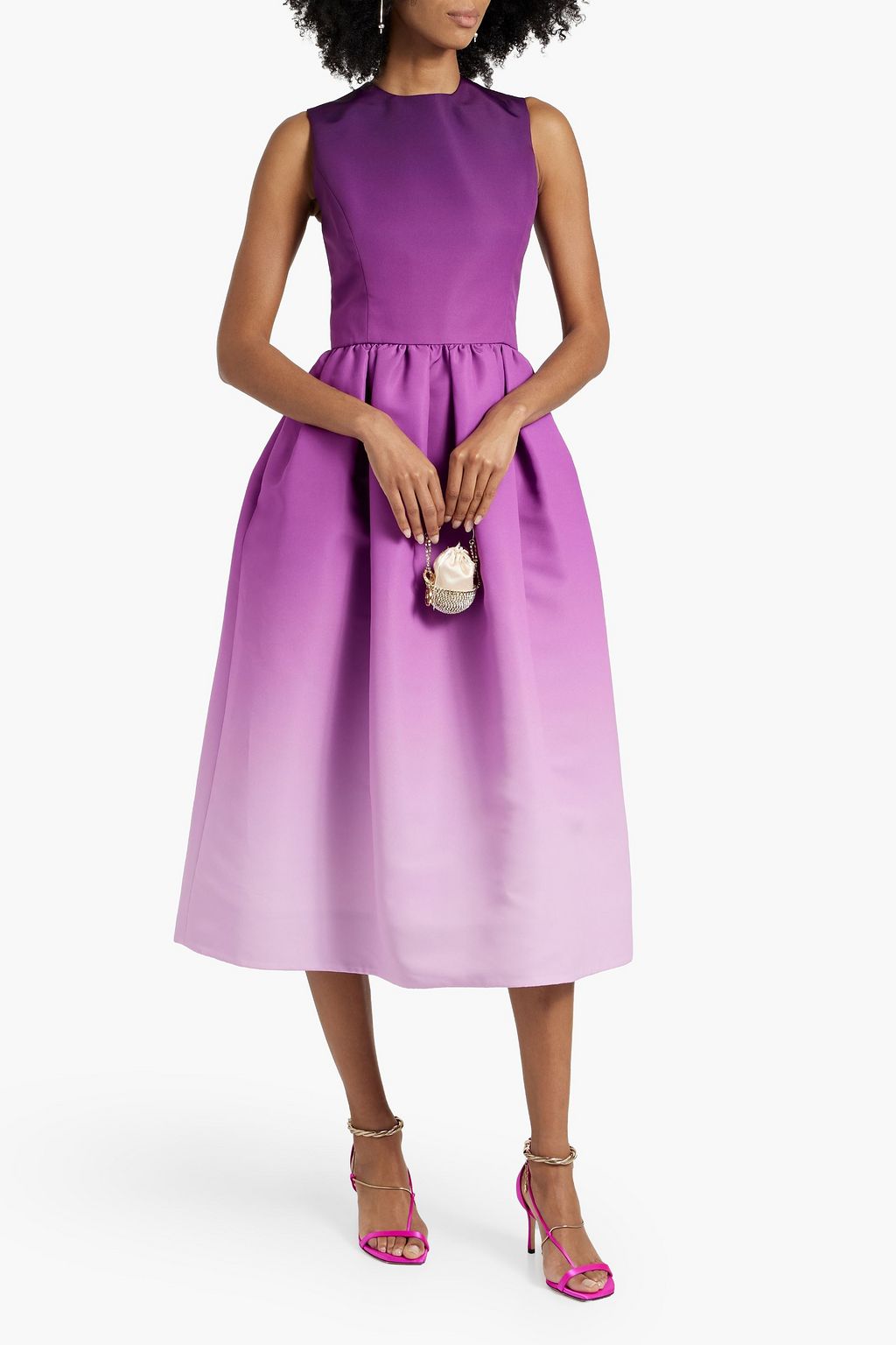 OSCAR DE LA RENTA فستان متوسط الطول من قماش الفاي متدرّج الألوان