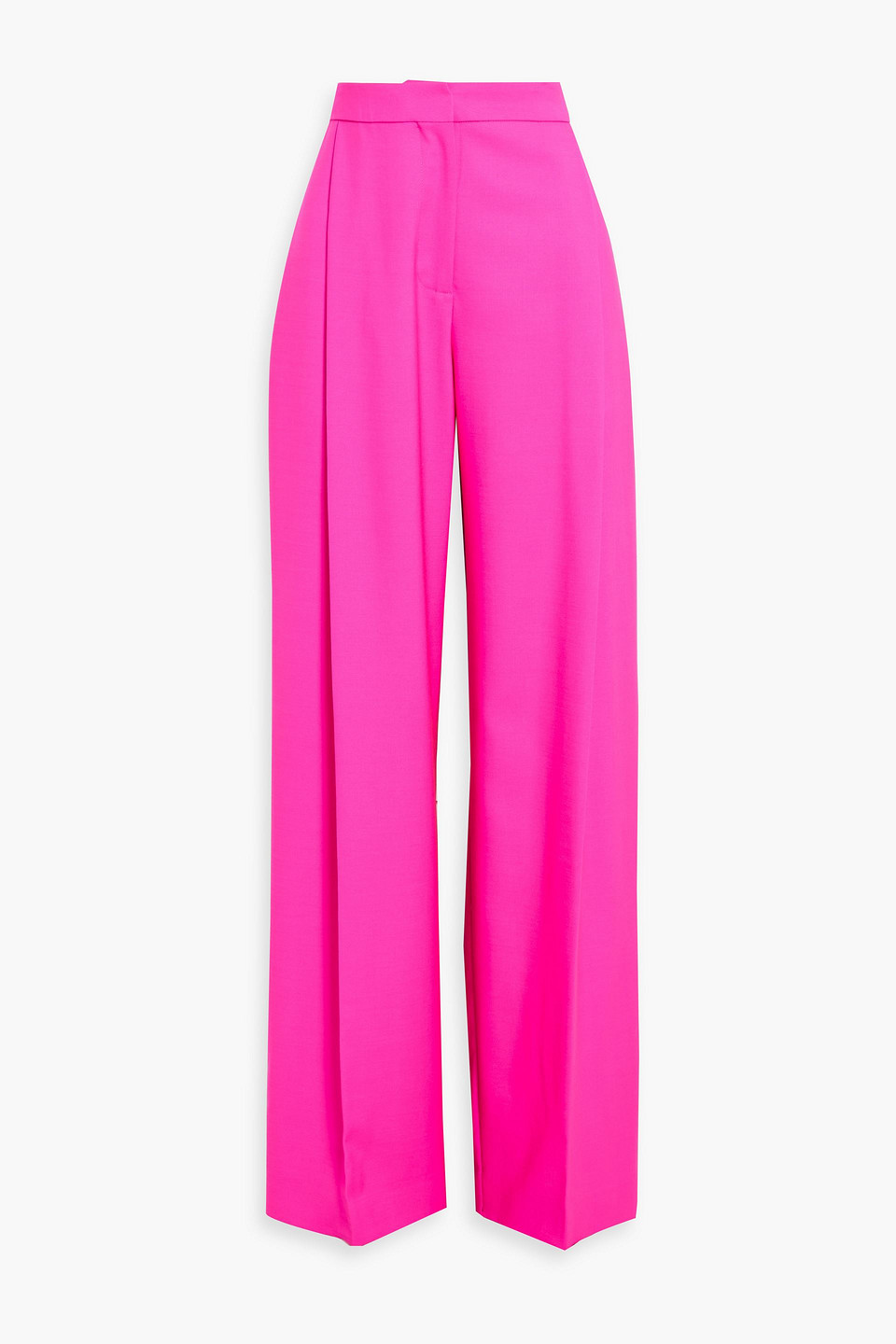 Oscar De La Renta Neon Wool And Mohair-blend Wide-leg Trousers In Bright Pink