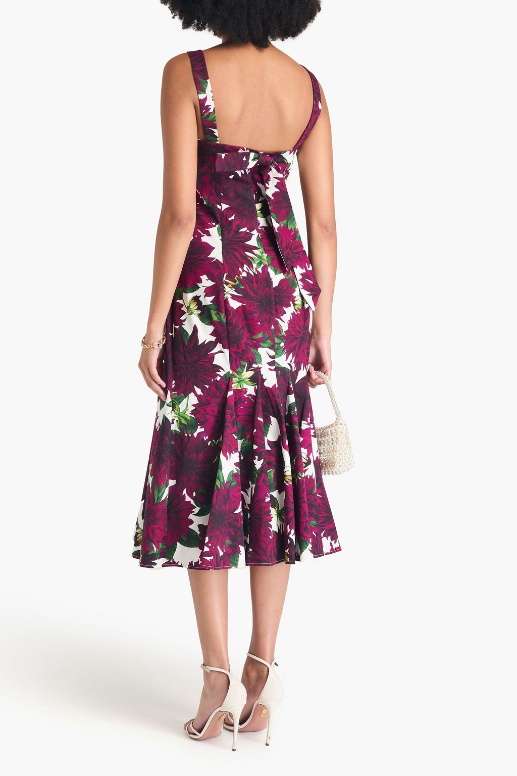 OSCAR DE LA RENTA Floral-print stretch-cotton twill midi dress