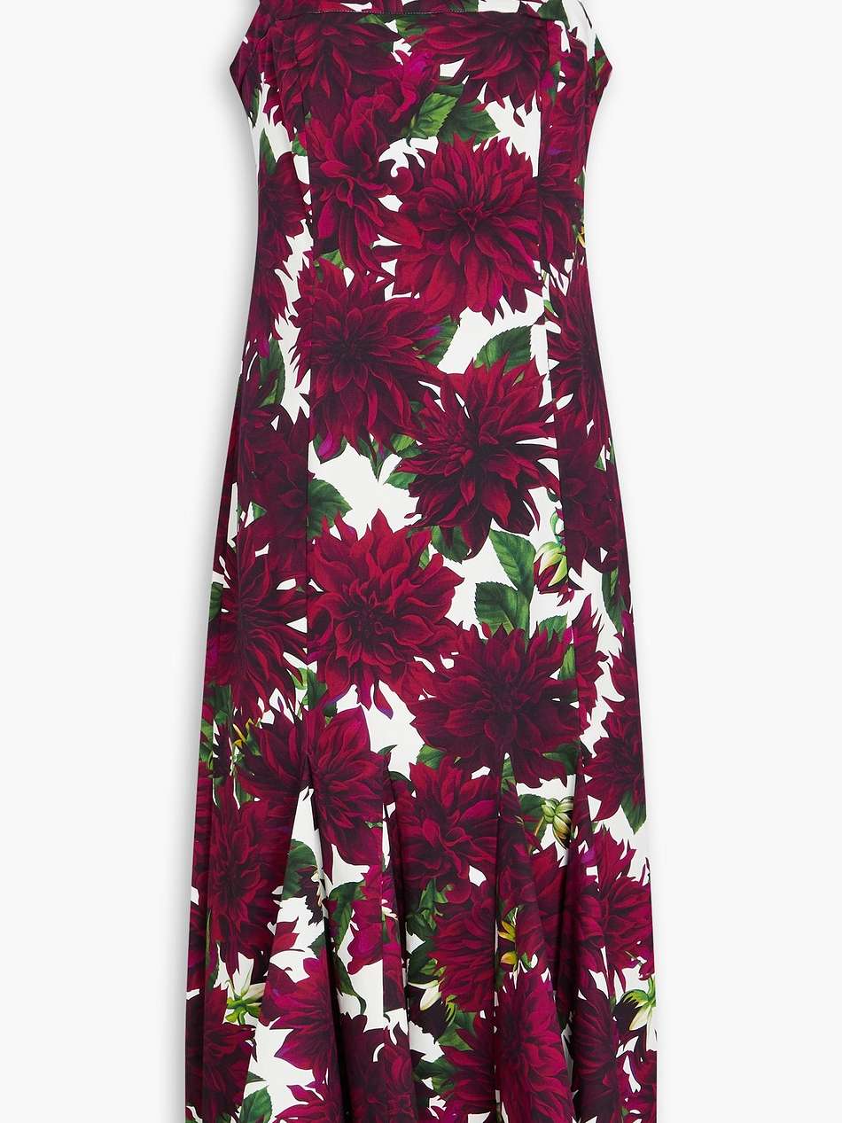 floral-print stretch-cotton twill midi dress