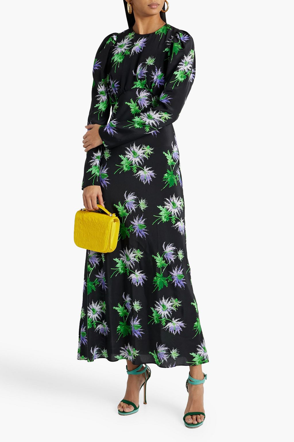 LES RÊVERIES Pleated floral-print silk crepe de chine maxi dress