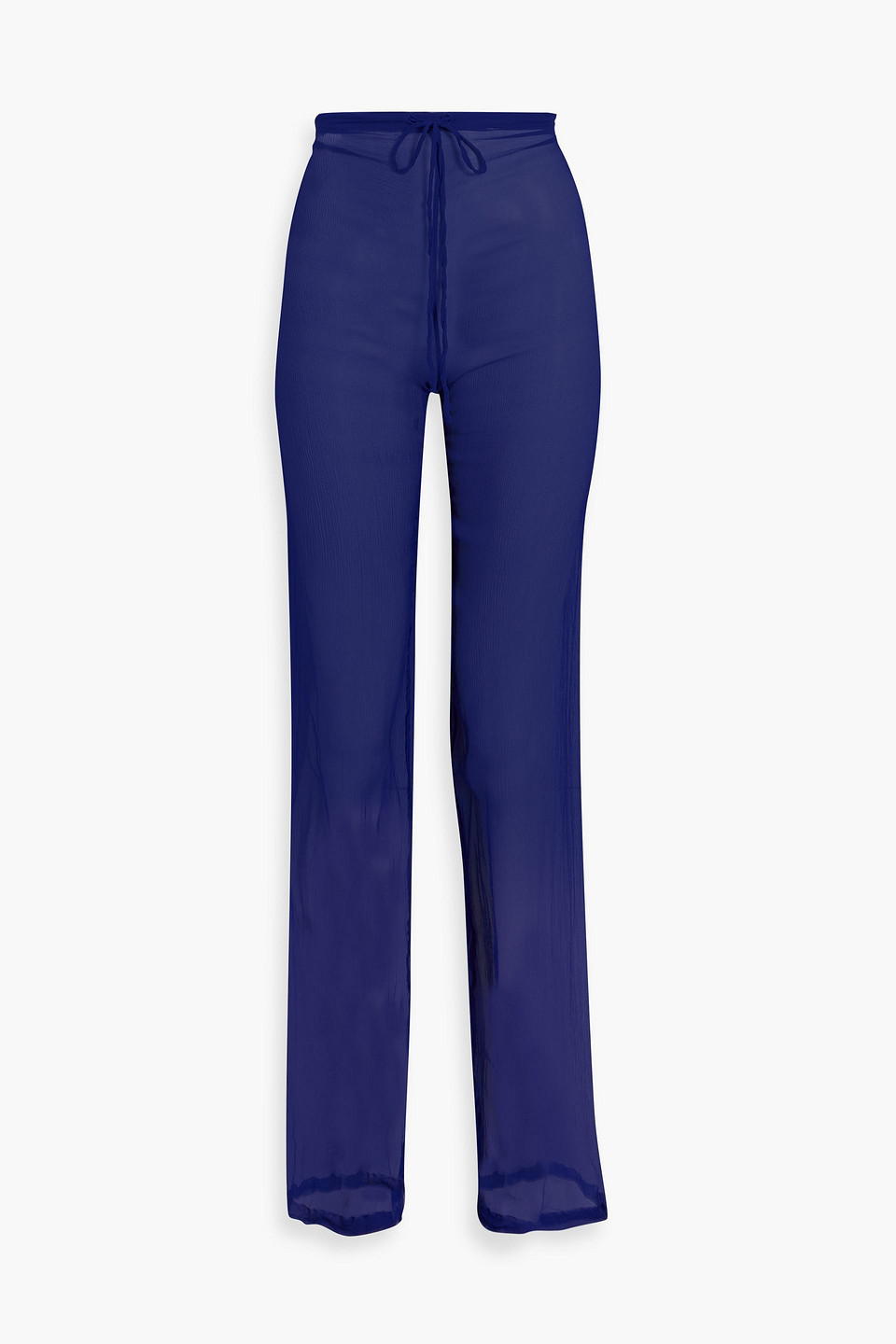 Dries Van Noten Silk-georgette Straight-leg Pants In Blue