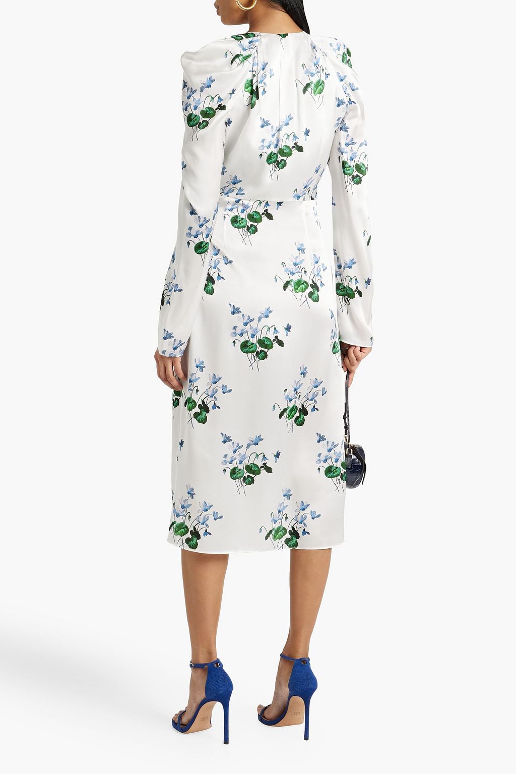 LES RÊVERIES Midikleid aus Seiden-Crêpe mit floralem Print