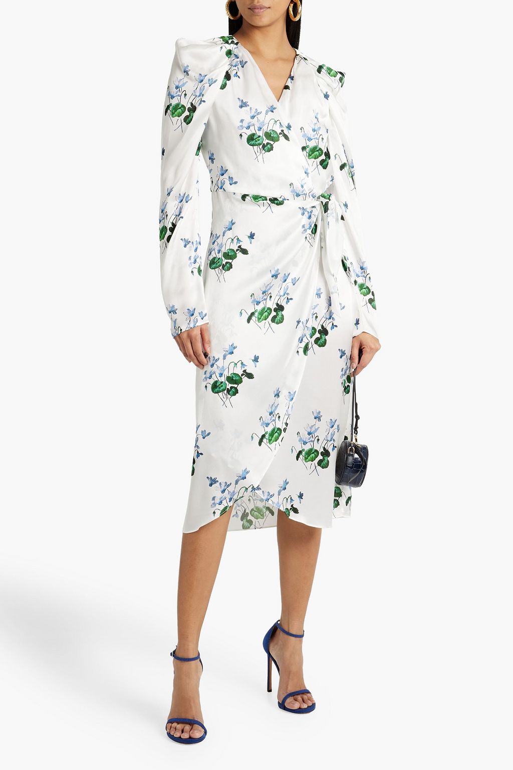 LES RÊVERIES Midikleid aus Seiden-Crêpe mit floralem Print