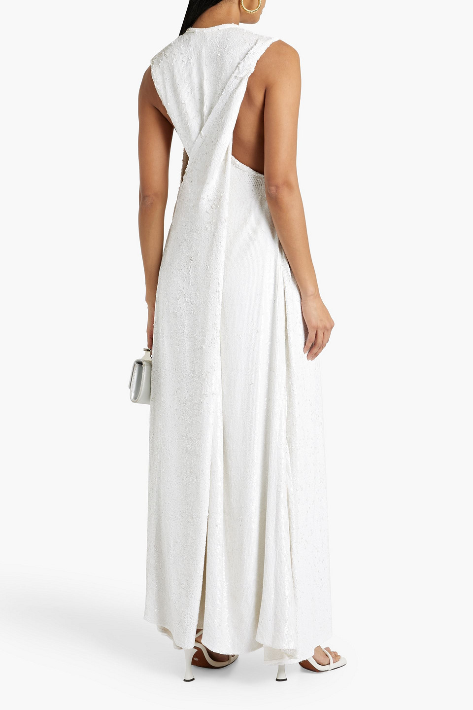 Shop Proenza Schouler Twisted Sequined Tulle Maxi Dress In White