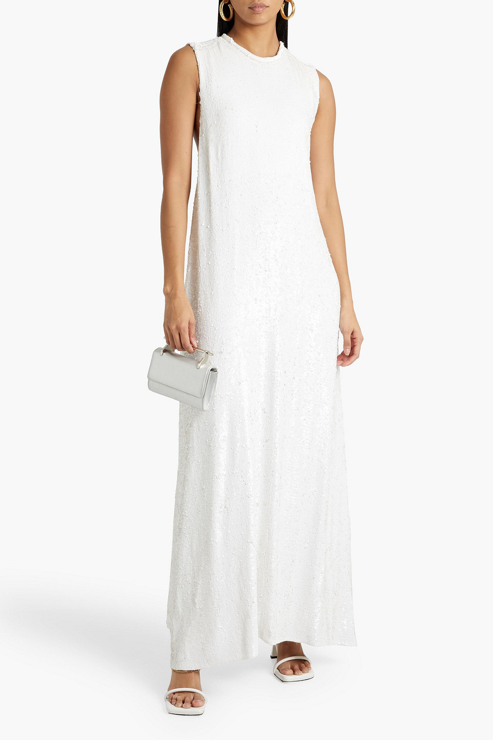 Shop Proenza Schouler Twisted Sequined Tulle Maxi Dress In White