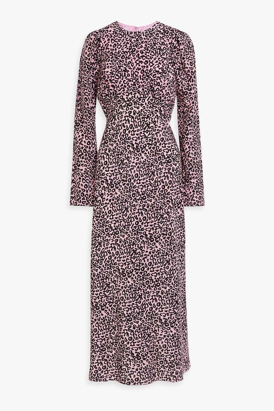 Pleated leopard-print silk crepe de chine maxi dress