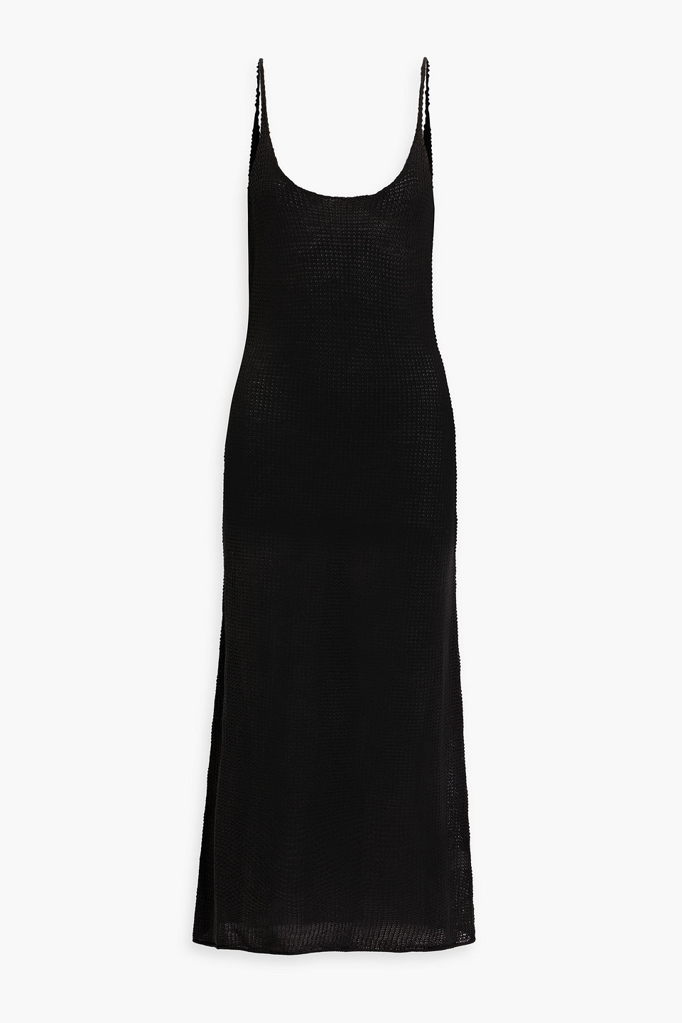 Onia Open-back Open-knit Linen Midi Dress In Black