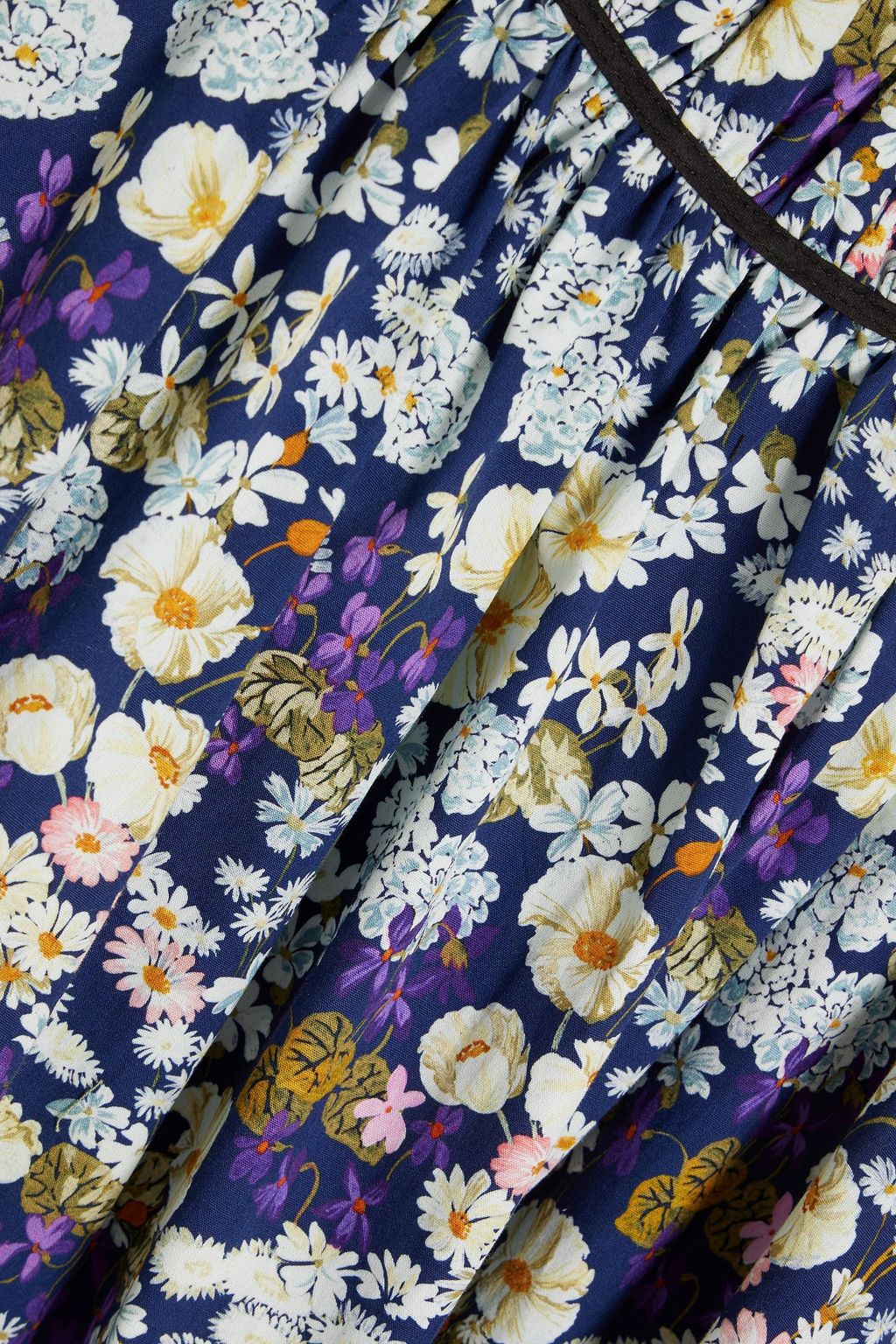 LES RÊVERIES Gathered floral-print cotton-poplin maxi dress
