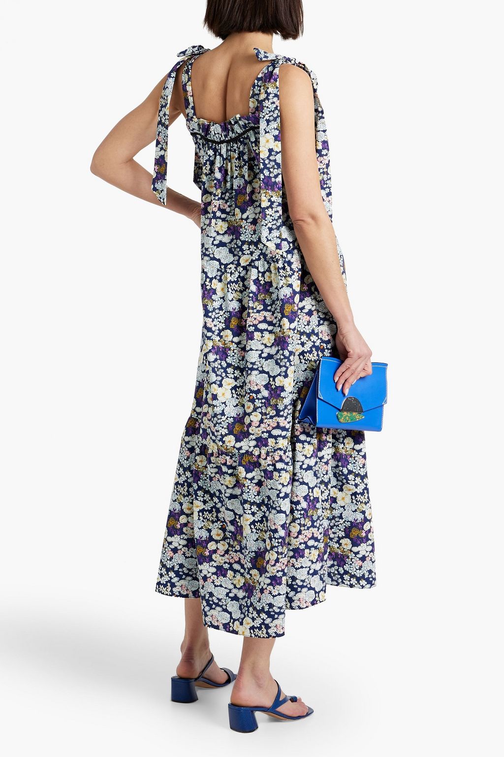 LES RÊVERIES Gathered floral-print cotton-poplin maxi dress