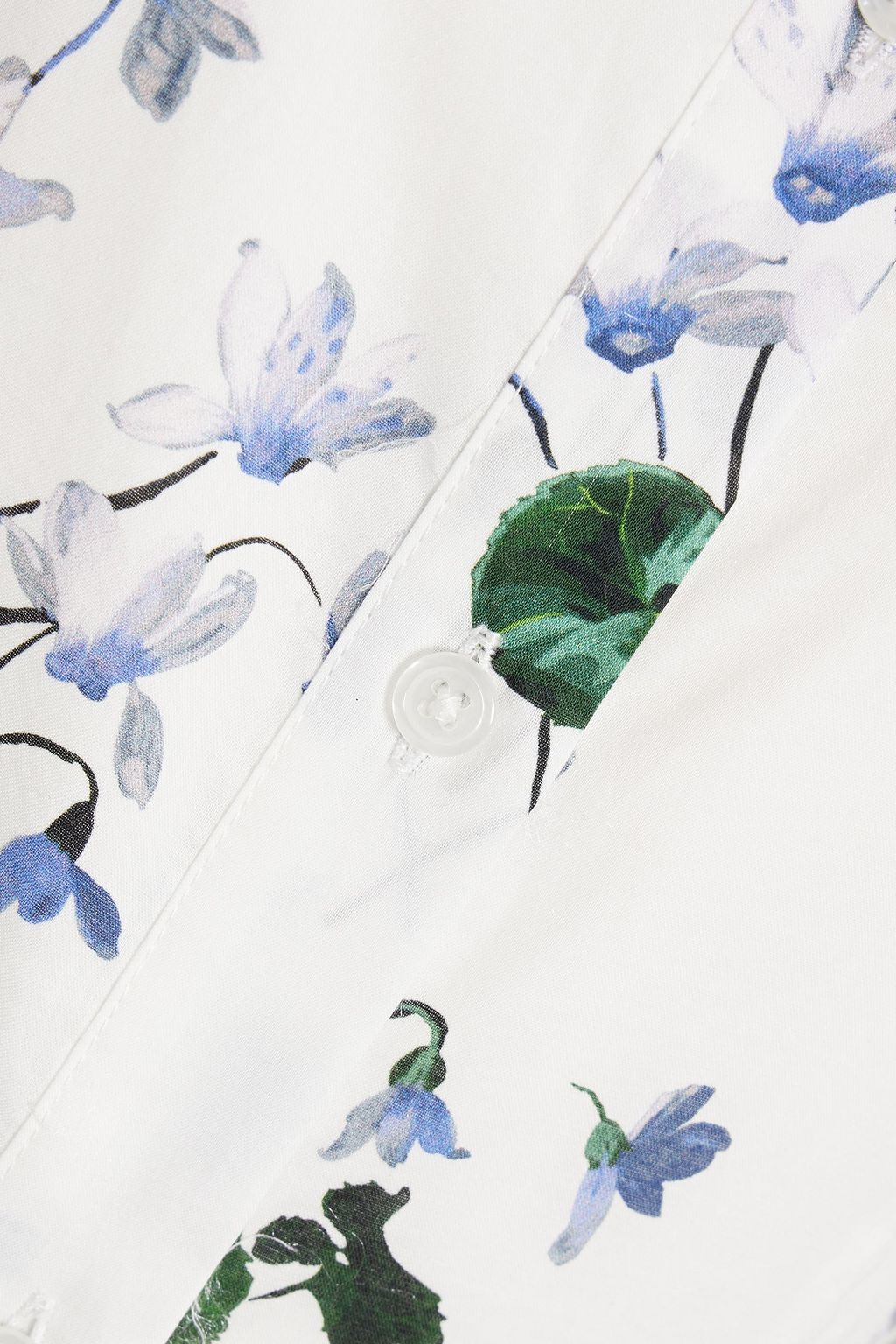 LES RÊVERIES Hemdkleid in Midilänge aus Baumwollpopeline mit floralem Print und Cut-outs