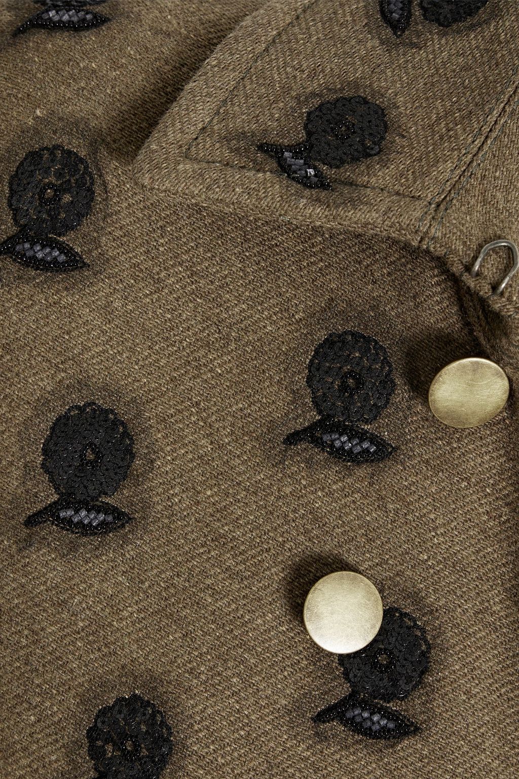 VALENTINO GARAVANI Double-breasted embellished  wool-blend coat